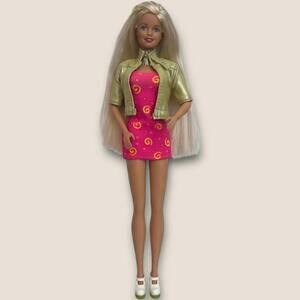 1991 Vintage Barbie Fashion Doll with Blonde Hair Pink Dress Platform Shoes
